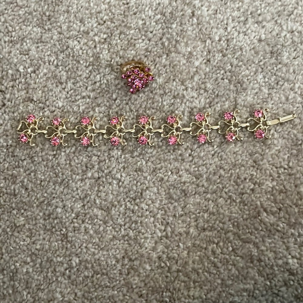 Pink and gold bracelet and ring